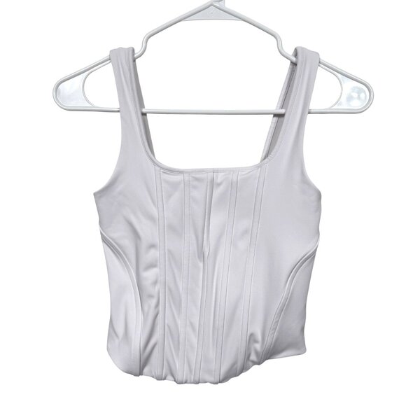 Express Body Contour High Compression Corset Tank XS White Cropped Shaping - Picture 2 of 8